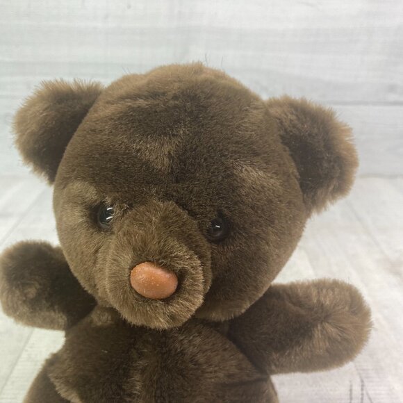 Russ Brown Bear Brown Eyes Pink Nose Soft Stuffed Animal 10" Plush - Picture 14 of 15